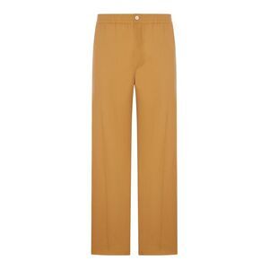 Celine Men Linen And Cotton Blend Trousers With Elastic Waist